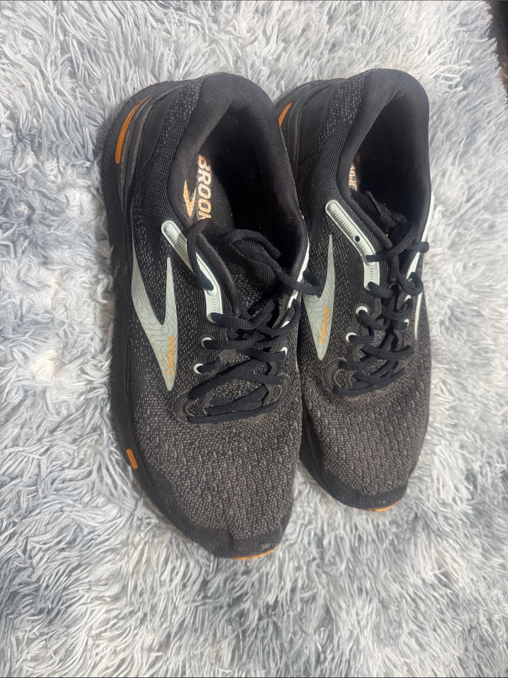 Brooks Black Sneakers with Mint Green Logo and Orange Details